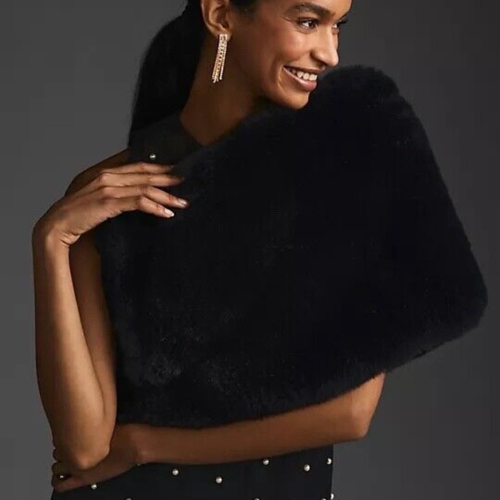 Anthropologie Faux Fur Stole - black